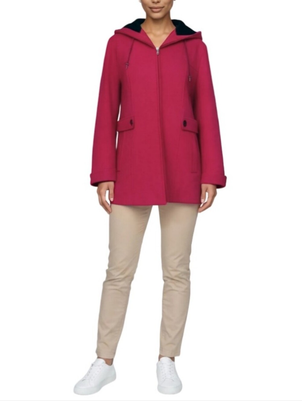 Covington Red Hooded Pea Coat size 1X